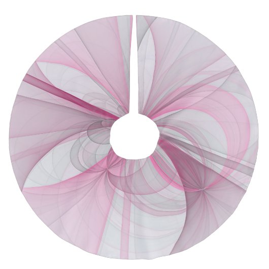Modern Abstract lichtroze grijs fractaal ontwerp Kerstboom Rok (Voorkant)