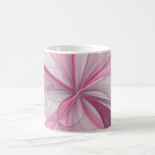 Modern Abstract lichtroze grijs fractaal ontwerp Koffiemok (Center)
