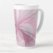 Modern Abstract lichtroze grijs fractaal ontwerp Latte Mok (Rechterhoek)