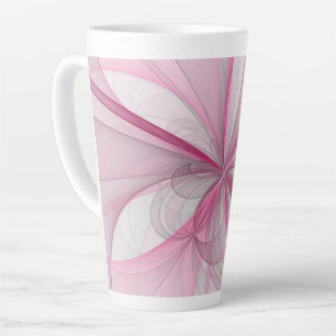 Modern Abstract lichtroze grijs fractaal ontwerp Latte Mok