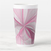 Modern Abstract lichtroze grijs fractaal ontwerp Latte Mok (Voorkant)
