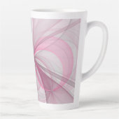 Modern Abstract lichtroze grijs fractaal ontwerp Latte Mok (Rechts)