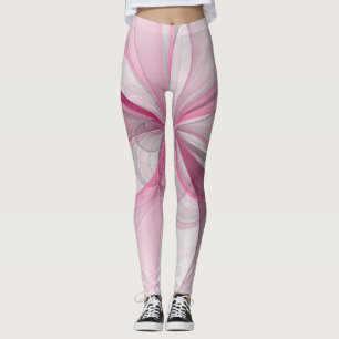 Modern Abstract lichtroze grijs fractaal ontwerp Leggings