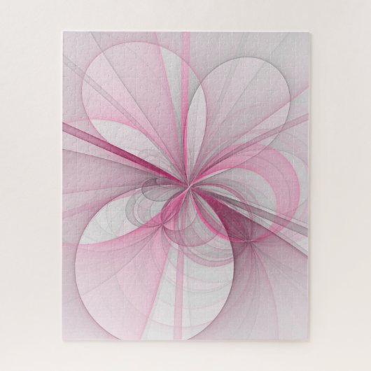 Modern Abstract lichtroze grijs fractaal ontwerp Legpuzzel (Verticaal)