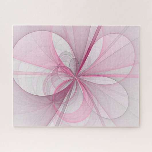 Modern Abstract lichtroze grijs fractaal ontwerp Legpuzzel (Horizontaal)