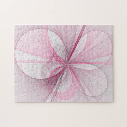 Modern Abstract lichtroze grijs fractaal ontwerp Legpuzzel (Horizontaal)