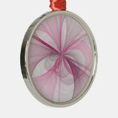 Modern Abstract lichtroze grijs fractaal ontwerp Metalen Ornament (Rechts)