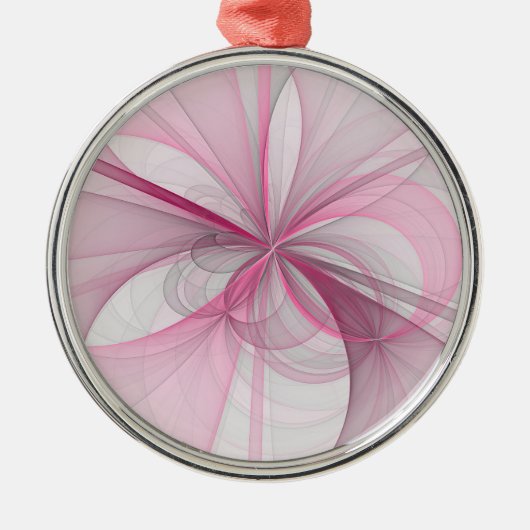 Modern Abstract lichtroze grijs fractaal ontwerp Metalen Ornament (Voorkant)