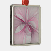 Modern Abstract lichtroze grijs fractaal ontwerp Metalen Ornament (Rechts)