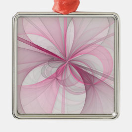 Modern Abstract lichtroze grijs fractaal ontwerp Metalen Ornament