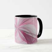 Modern Abstract lichtroze grijs fractaal ontwerp Mok (Voorkant rechts)