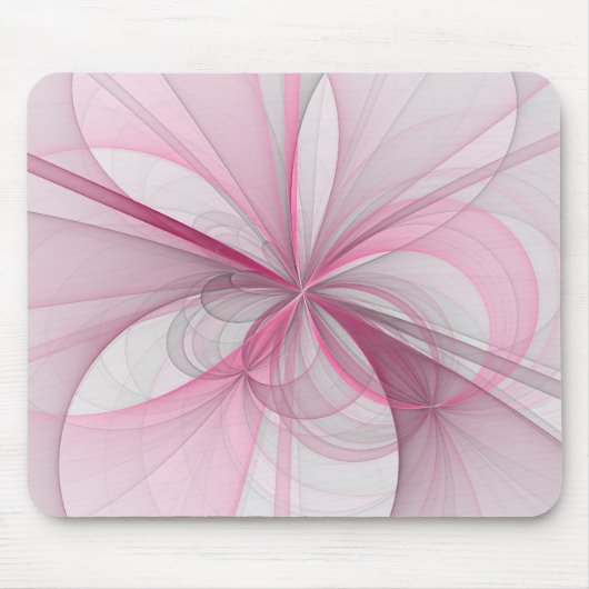 Modern Abstract lichtroze grijs fractaal ontwerp Muismat (Voorkant)