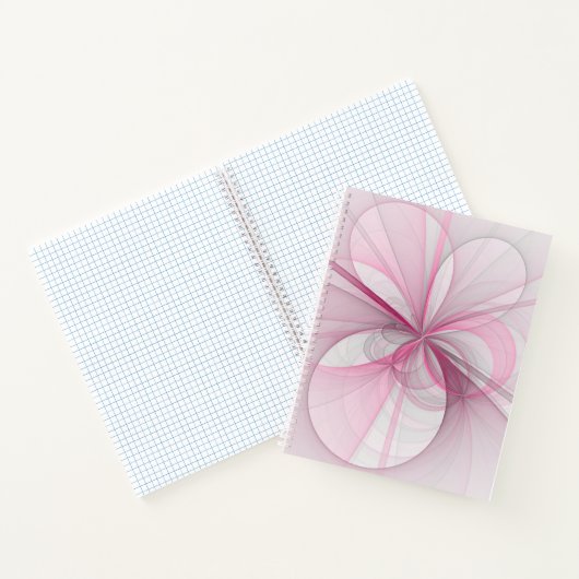 Modern Abstract lichtroze grijs fractaal ontwerp Notitieboek (Binnen)