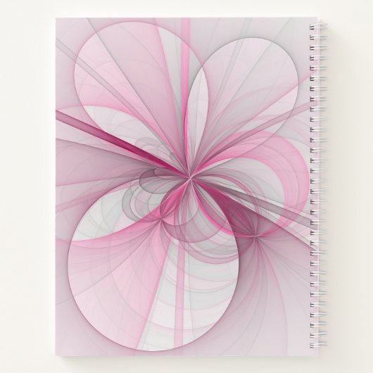 Modern Abstract lichtroze grijs fractaal ontwerp Notitieboek (Achterkant)