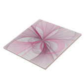 Modern Abstract lichtroze grijs fractaal ontwerp Tegeltje (Zijkant)