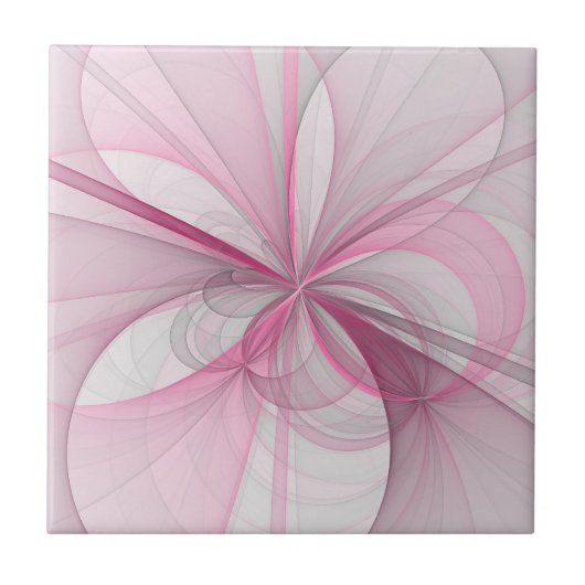 Modern Abstract lichtroze grijs fractaal ontwerp Tegeltje (Voorkant)
