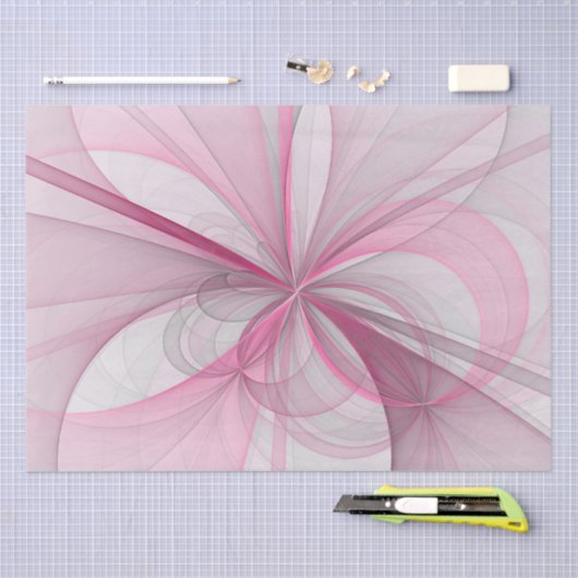 Modern Abstract lichtroze grijs fractaal ontwerp Tissuepapier (Craft)