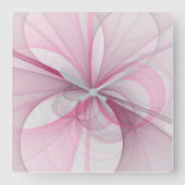 Modern Abstract lichtroze grijs fractaal ontwerp Vierkante Klok (Voorkant)