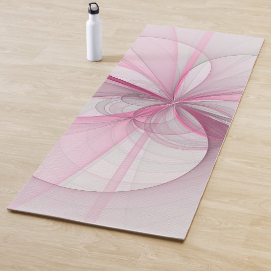 Modern Abstract lichtroze grijs fractaal ontwerp Yogamat (In situ)