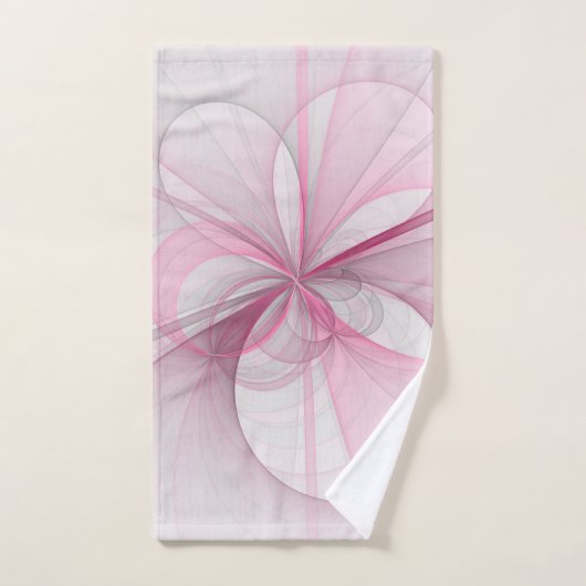 Modern Abstract Light Pink Gray Fractal Design Bad Handdoek (Handdoek)