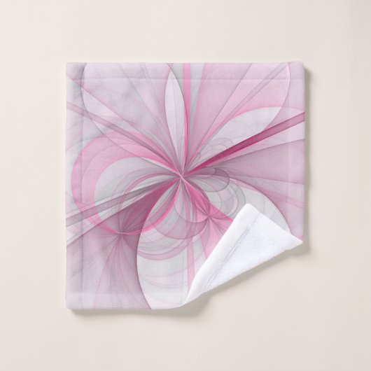 Modern Abstract Light Pink Gray Fractal Design Bad Handdoek (Wasdoekje)