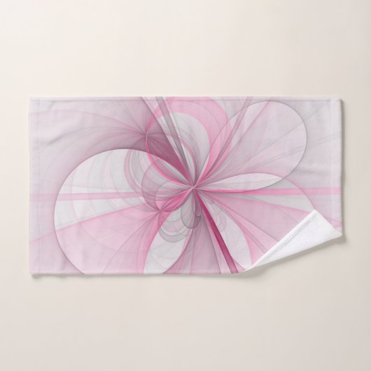 Modern Abstract Light Pink Gray Fractal Design Bad Handdoek (Handdoek)