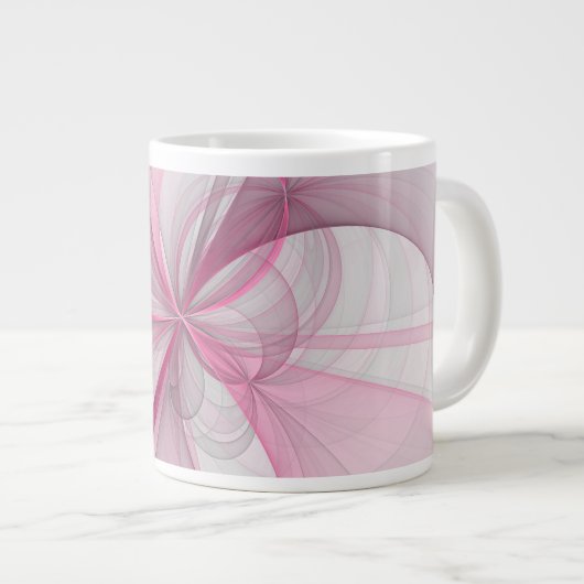 Modern Abstract Light Pink Gray Fractal Design Grote Koffiekop (Voorkant rechts)