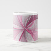 Modern Abstract Light Pink Gray Fractal Design Grote Koffiekop (Voorkant)