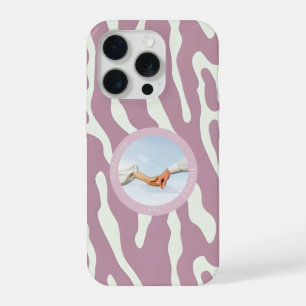 Modern abstract lijnenpatroon cadeau voor stel iPhone 15 pro case