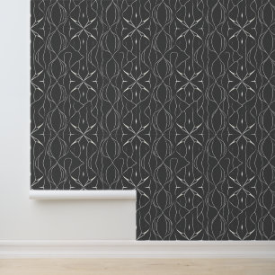 Modern Abstract lijnenpatroon in grijs Behang