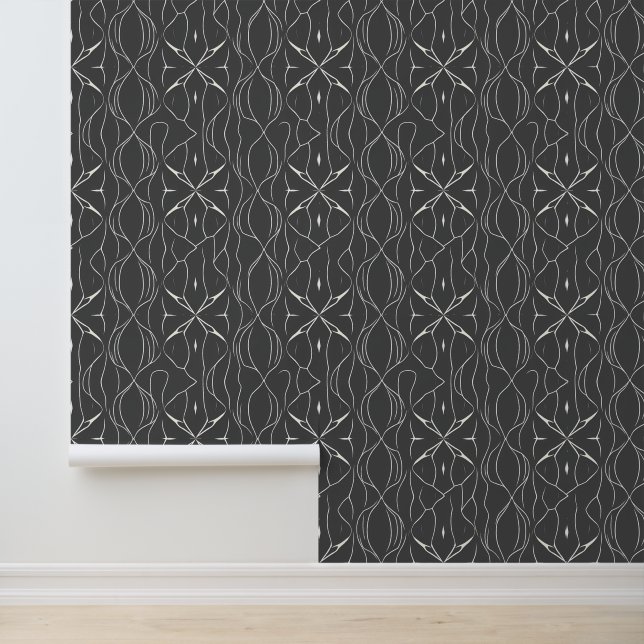 Modern Abstract lijnenpatroon in grijs Behang (Applicatie)