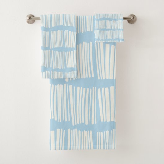 Modern Abstract lijnpatroon in Pastel Light Blue Bad Handdoek (Insitu)
