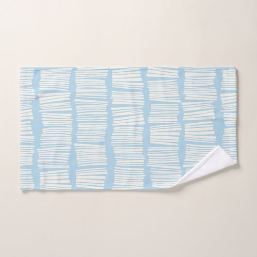 Modern Abstract lijnpatroon in Pastel Light Blue Bad Handdoek (Handdoek)
