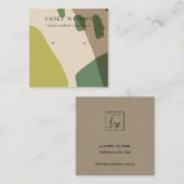 MODERN ABSTRACT LIME GREEN KRA ART EARRING DISPLAY VIERKANTE VISITEKAARTJE (Voorkant / Achterkant)