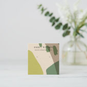 MODERN ABSTRACT LIME GREEN KRA ART EARRING DISPLAY VIERKANTE VISITEKAARTJE (Staand voorkant)