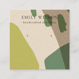MODERN ABSTRACT LIME GREEN KRA ART EARRING DISPLAY VIERKANTE VISITEKAARTJE