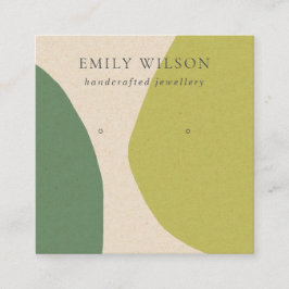 MODERN ABSTRACT LIME GREEN KRA ART EARRING DISPLAY VIERKANTE VISITEKAARTJE