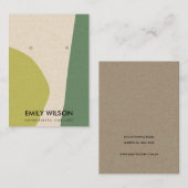 MODERN ABSTRACT LIME GREEN KRA ART EARRING DISPLAY VISITEKAARTJE (Voorkant / Achterkant)