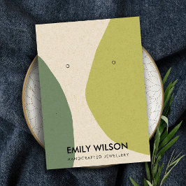 MODERN ABSTRACT LIME GREEN KRA ART EARRING DISPLAY VISITEKAARTJE