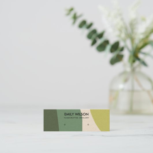 MODERN ABSTRACT LIME GREEN KRAFT ART STUD DISPLAY MINI VISITEKAARTJE (Staand voorkant)