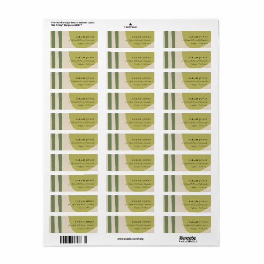MODERN ABSTRACT LIME GREEN KRAFT ARTISTIC ADRES ETIKET (Full Sheet)