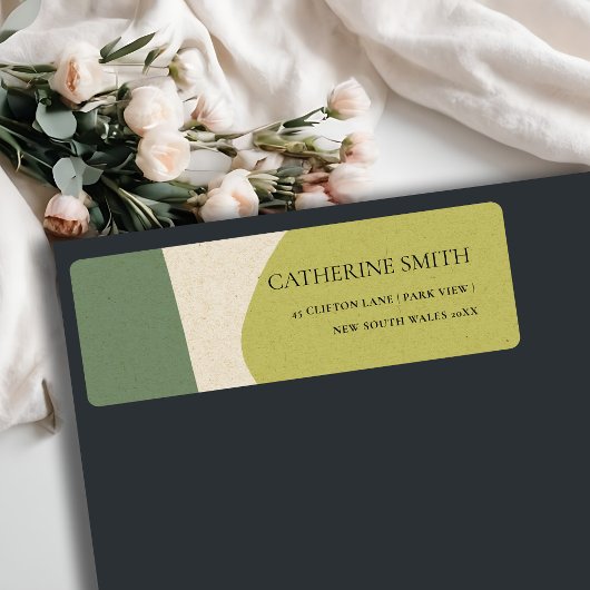 MODERN ABSTRACT LIME GREEN KRAFT ARTISTIC ADRES ETIKET