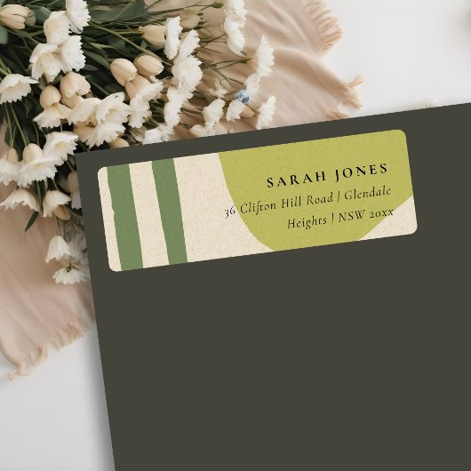 MODERN ABSTRACT LIME GREEN KRAFT ARTISTIC ADRES ETIKET