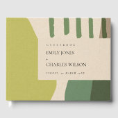 MODERN ABSTRACT LIME GREEN KRAFT ARTISTIC WEDING GASTENBOEK (Voorkant)