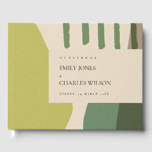 MODERN ABSTRACT LIME GREEN KRAFT ARTISTIC WEDING GASTENBOEK