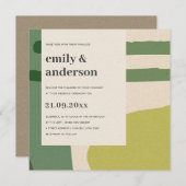MODERN ABSTRACT LIME GREEN KRAFT ARTISTIC WEDING KAART (Voorkant / Achterkant)