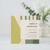 MODERN ABSTRACT LIME GREEN KRAFT ARTISTIC WEDING KAART (Staand voorkant)