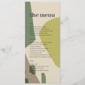 MODERN ABSTRACT LIME GREEN KRAFT ARTISTIC WEDING MENU (Voorkant)
