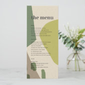MODERN ABSTRACT LIME GREEN KRAFT ARTISTIC WEDING MENU (Staand voorkant)