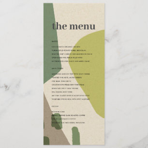 MODERN ABSTRACT LIME GREEN KRAFT ARTISTIC WEDING MENU